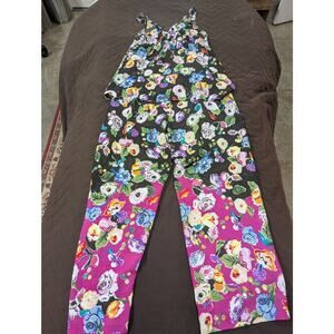 Oscar de la Renta Pink Label black floral PJs set (top and matching bottoms), M